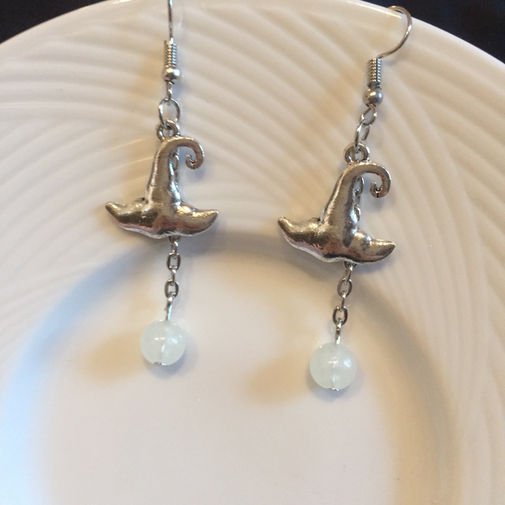 Awesome Metallic Witch Hat Tassel Luminous Glow Bead Dangle Earrings 24$